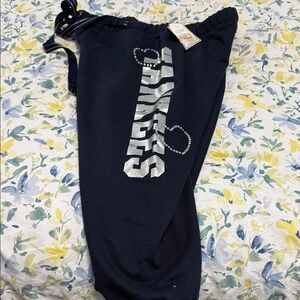 Navy Joggers with Silver Graphic